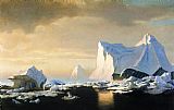 William Bradford Canvas Paintings - Icebergs in the Arctic